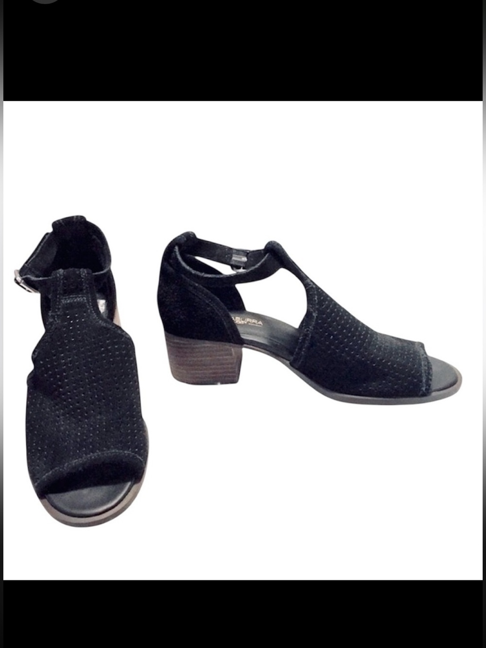 Kookaburra UGG Women’s Black Perforated Suede Ashlyn Ankle Peep Toe Booties 7